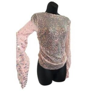Sans Souci Iridescent Sequin Mesh Top